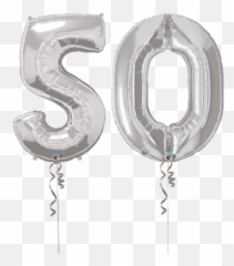 Giant Number 50 - Silver 60 Balloon Png
