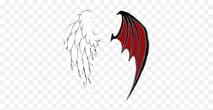 Devil Angel Wings Sticker - Drawing Angel And Devil Wings Png,Angel Wing Logo