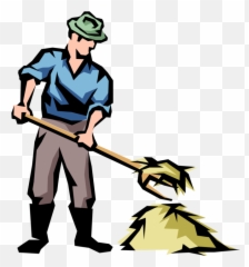 Vector Illustration Of Farmer With Pitchfork And Hay - Working On Clipart png
