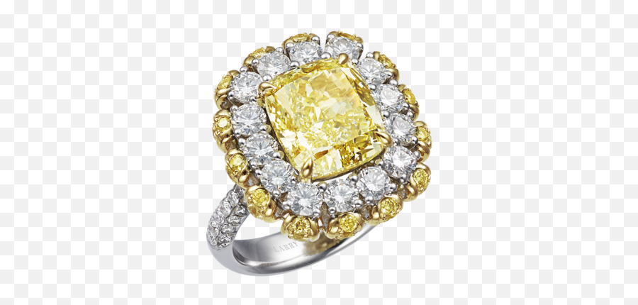 Fancy Yellow Cushion Cut Ring - Jewellery Png,Yellow Diamond Png