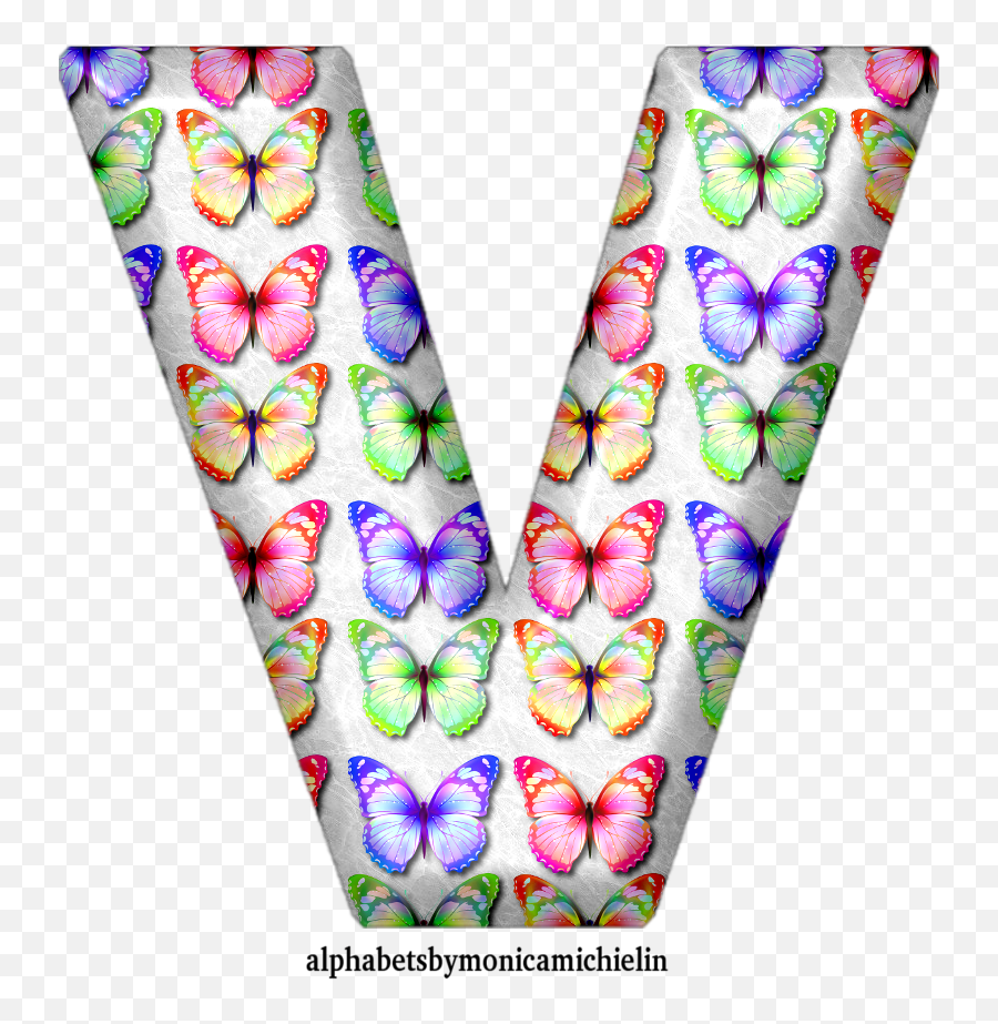 Monica Michielin Alphabets Colored Butterflies Alphabet Png - Girly,Butterfly Icon Image Girly