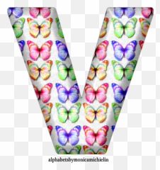 Monica Michielin Alphabets Colored Butterflies Alphabet Png - Girly