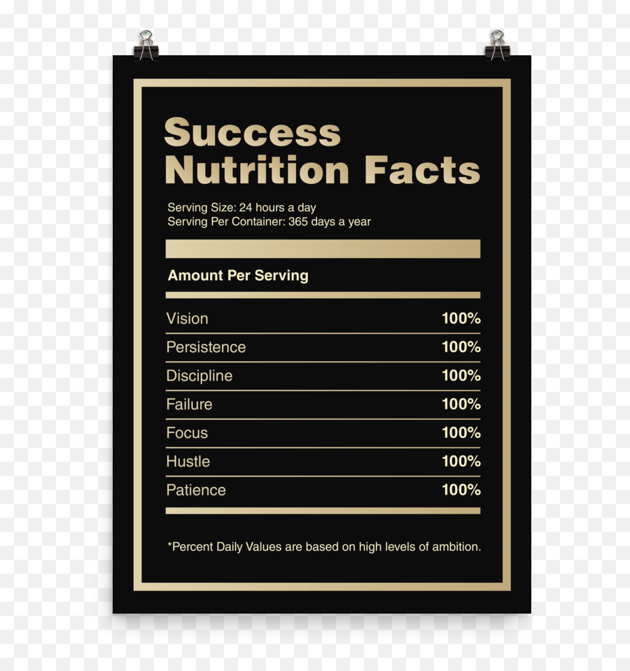 Success Nutrition Facts Poster - Bohemian Switzerland National Park Png,Nutrition Facts Png