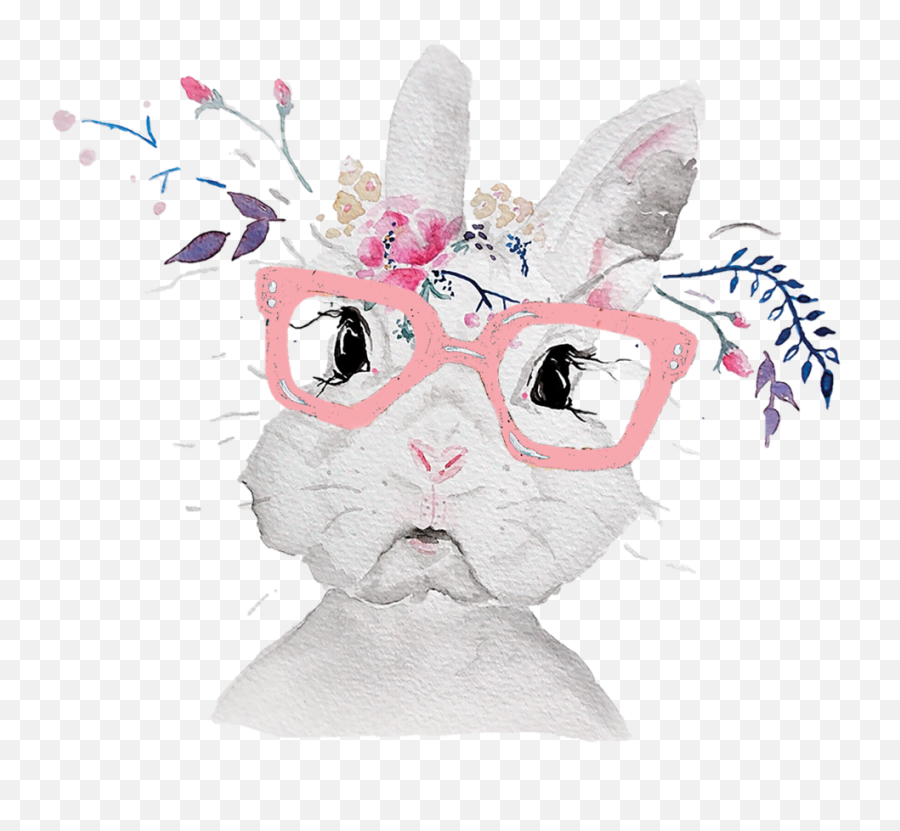 Hipster Bunny In Bloom U2014 The - Print Studio Png,Hipster Glasses Png