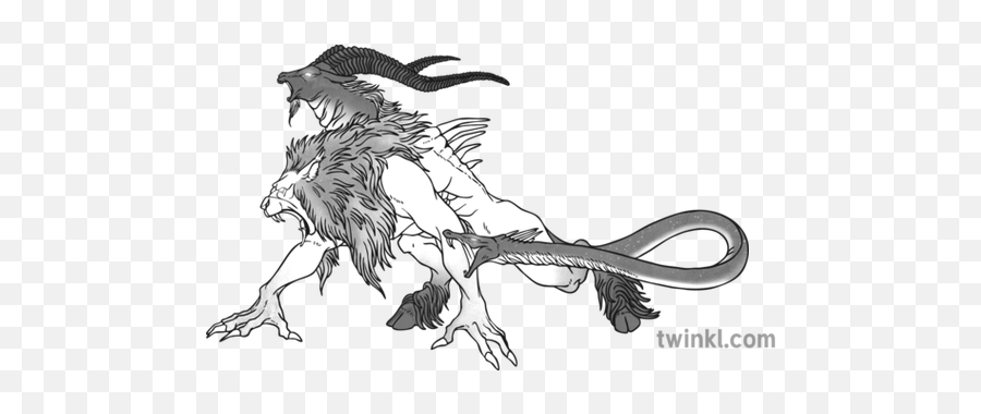 Chimera Black And White Illustration - Twinkl Chimera Illustration Png,Chimera Png