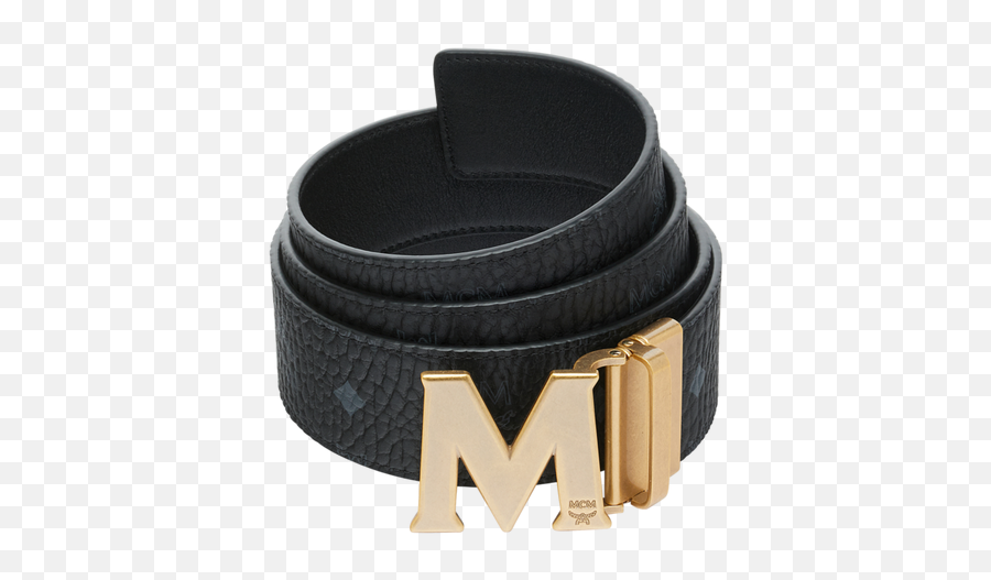 One Size Antique M Reversible Belt 175 In Visetos Black - Black And White Mcm Belt Png,Belt Buckle Png