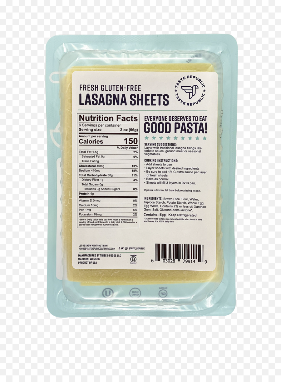 Fresh Gluten - Free Lasagna Sheets 6pack Cake Png,Lasagna Png