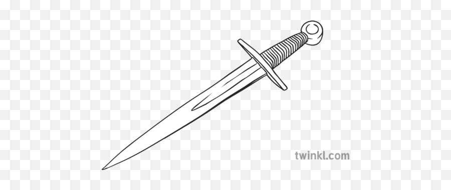 Knife History Dagger Weapon Secondary Bw Rgb Illustration - Sword Png,Dagger Transparent