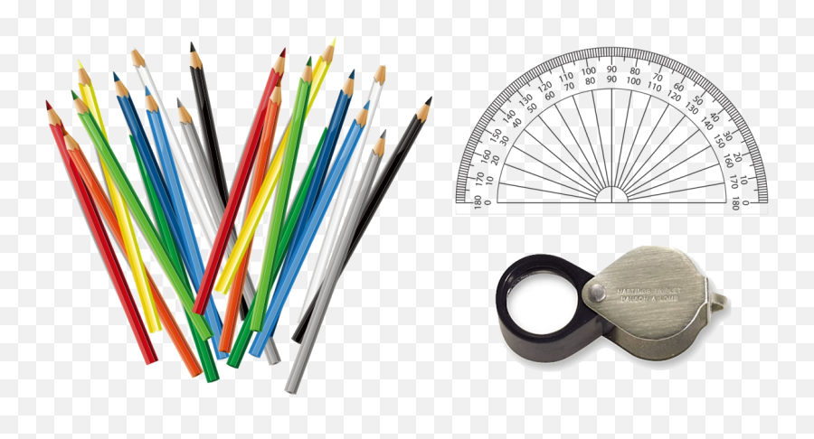 Download Colored Pencils Protractor Handlens - Jeppesen Pn 1 Transparent Color Pencil Png,Protractor Png