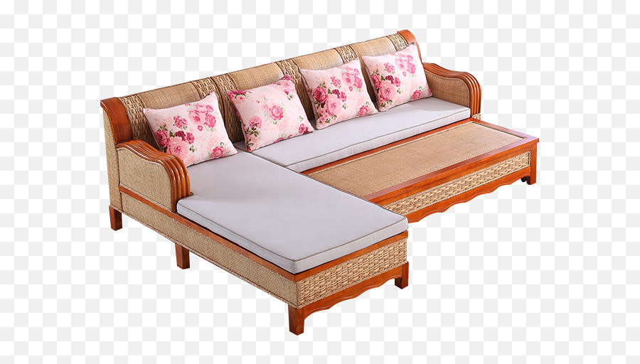 New Design Cane Wood Sofa Cum Bed And Table Living Room Furniture Set View Love U0026 Ratten Product Details From Foshan Hanbang - Wood Sofa Bed Design Png,Cum Png