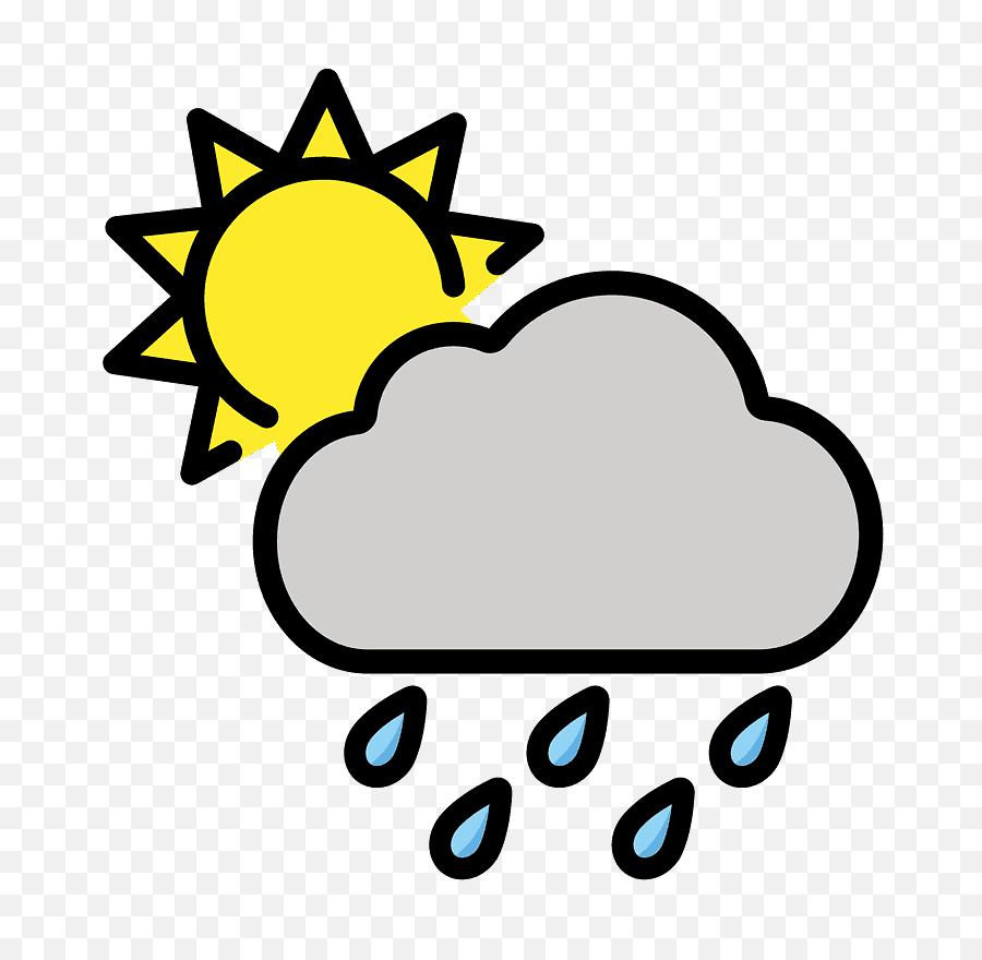 White Sun Behind Cloud With Rain - Emoji Meanings Dibujo Sol Y Nubes Png,Sun Emoji Png