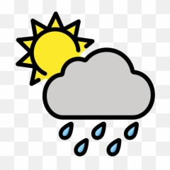 White Sun Behind Cloud With Rain - Emoji Meanings Dibujo Sol Y Nubes Png