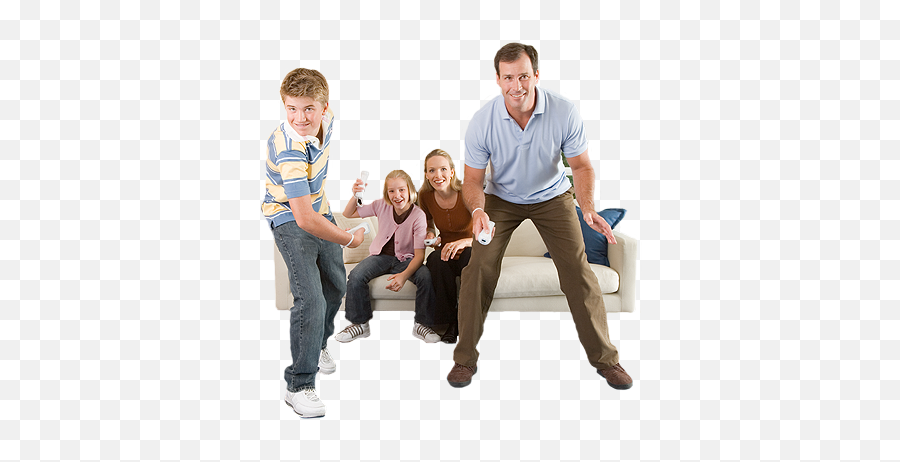 Download Hd In - Family Playing Nintendo Wii Transparent Png Nintendo Wii Players Family,Wii Png