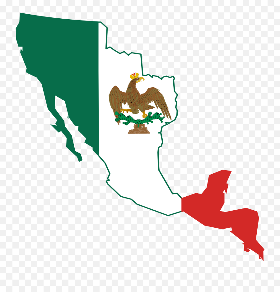 Flag Map Of The First Mexican Empire - North America Map Flag Png,Mexican Flag Transparent