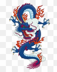 Download Blue Chinese Material Japanese Dragon T - Shirt Png