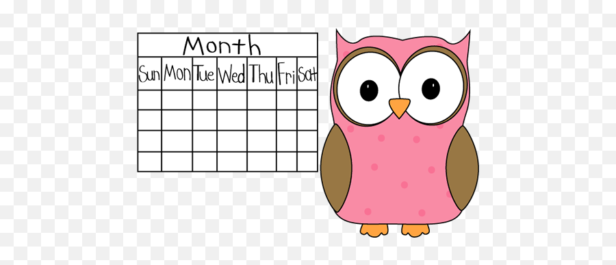 Owl Calendar - Cute Calendar Clip Art Png,Calendar Clipart Transparent