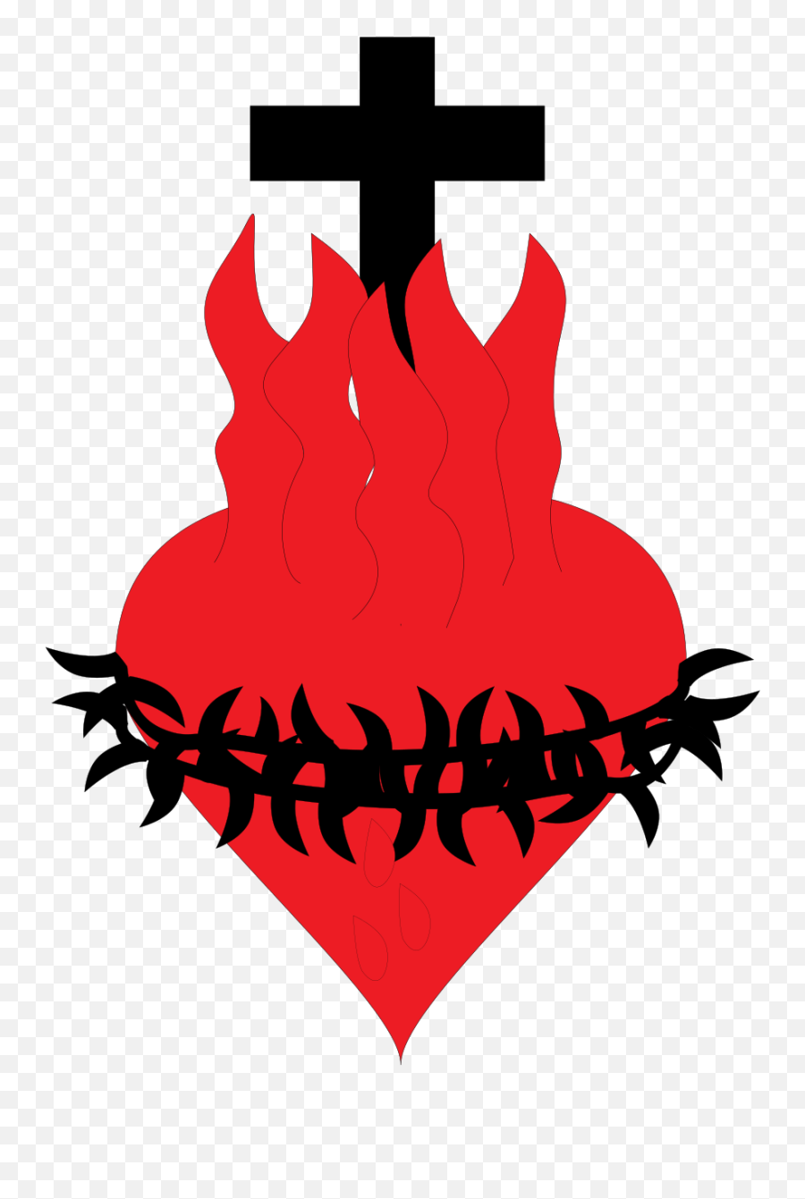 Coeur Croix - Heart With Fire And Cross Png,Coeur Png
