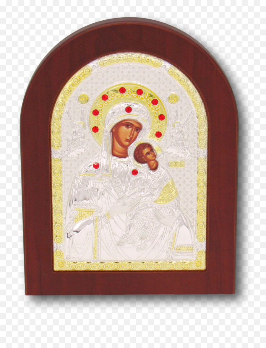 Icon Of Madonna U0026 Child Stirling Silver With Brown Frame Size 6 X 8 - Religious Item Png,Prophet Icon