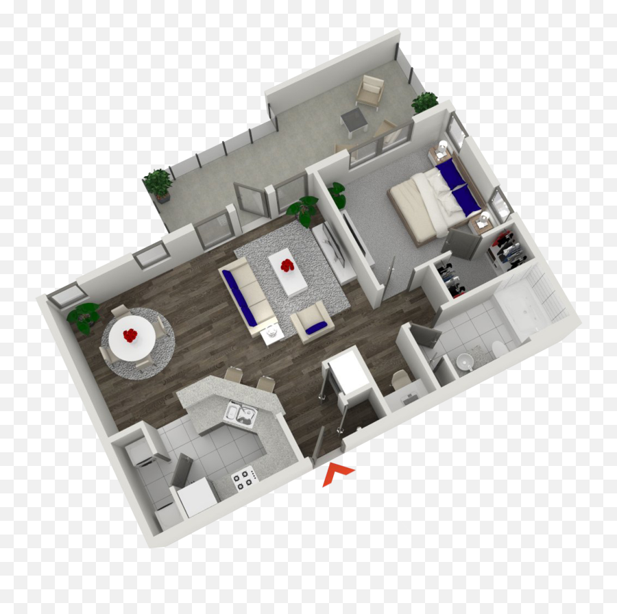 Studio 1 2 Bedroom Apartments In - Floor Plan Apartment With Roof Terrace Png,Icon Midtown Apartments