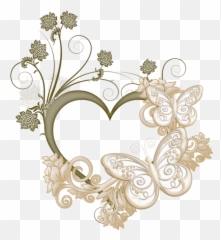 Download Butterfly Heart Frame Love Picture Free Clipart Hq - Golden Png
