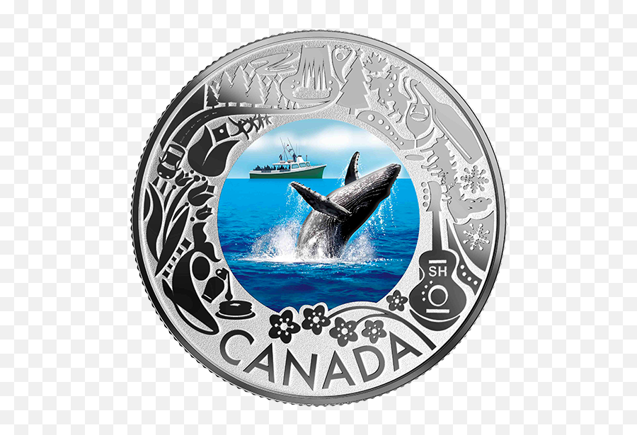 Pure Silver Coloured Coin - Whale Watching Celebrating Royal Canadian Mint Cherry Blossom Png,Humpback Whale Png
