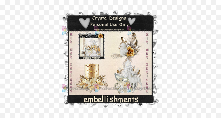 Golden Winter Embellishments Pack - Illustration Store Picture Frame Png,Embellishments Png