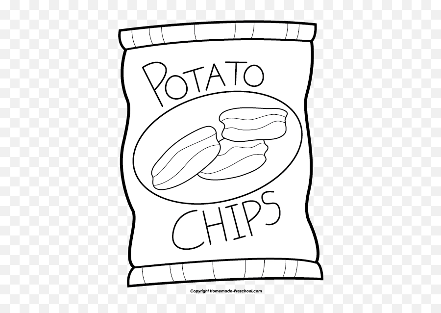 Black And White Download Potato Chip Draw A Chips Packet Png Bag Of 