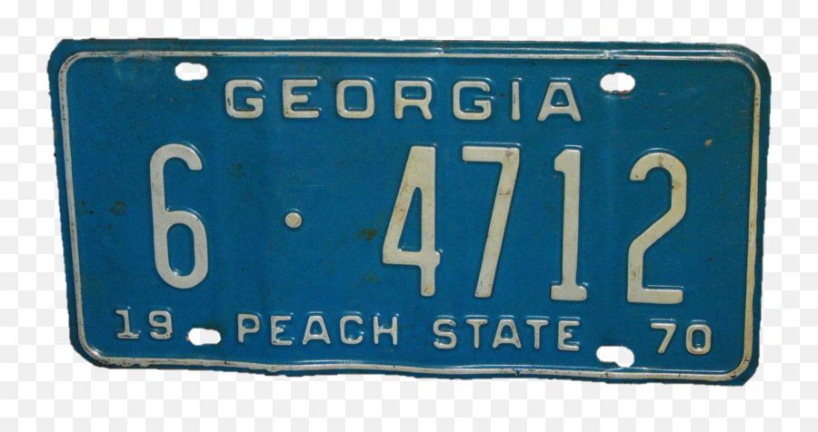 Georgia 1970 License Plate - Number Png,License Plate Png
