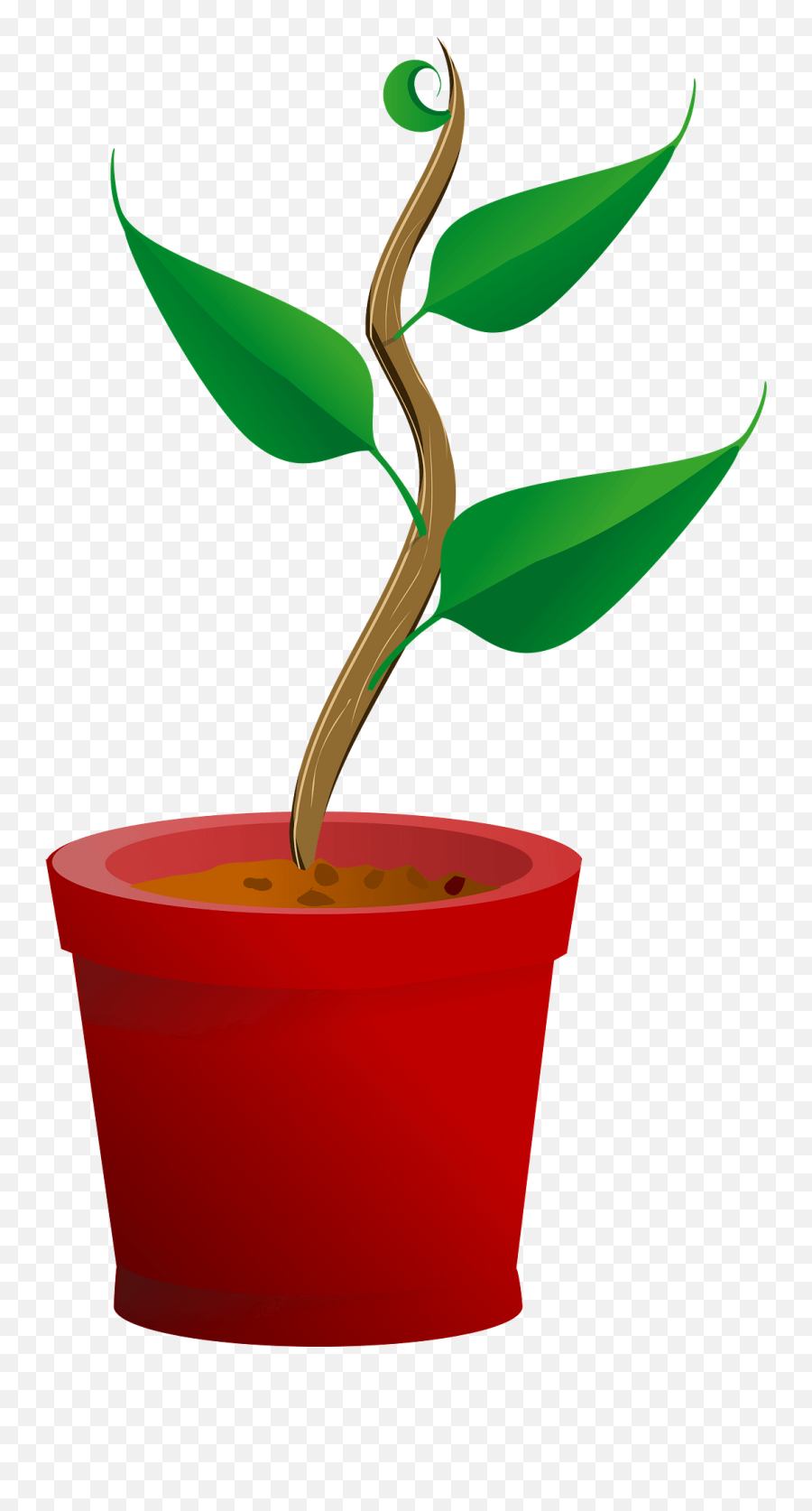 Plant Growing In A Red Pot Clipart - Plant Clip Art Png,Growing Plant Png