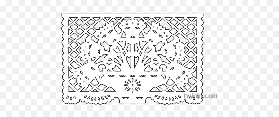 Papel Picado 1 Mexcian Paper Cuts Mexico Day Of The Dead Dia - Line Art Png,Papel Picado Png