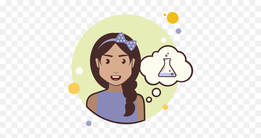 Girl With Chemical Test Tube Icon In Circle Bubbles Style - Girl Short Curly Hair Clipart Png,Researcher Icon