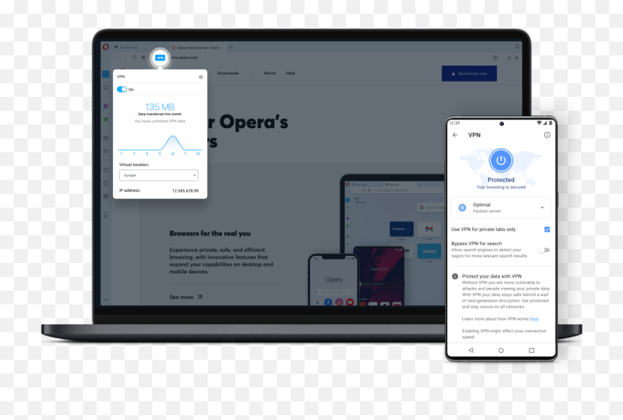 Free Vpn Browser With Opera - Opera Gx Vpn Png,No Icon For Internet Explorer