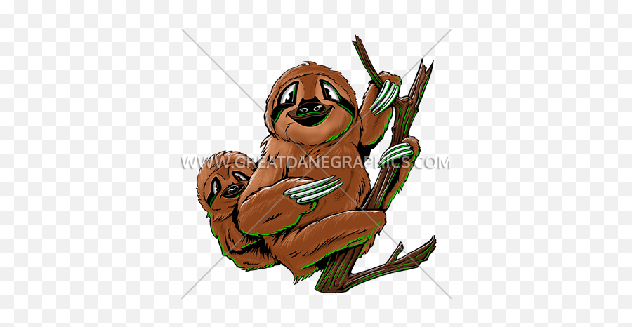 Sloth With Baby Production Ready Artwork For T - Shirt Printing Cartoon Png,Sloth Transparent Background