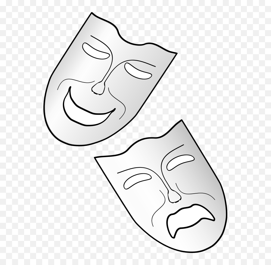 Comedy And Tragedy Theater Masks Vector Image Free Svg - Ancient Greece Theater Cartoon Png,Drama Masks Png