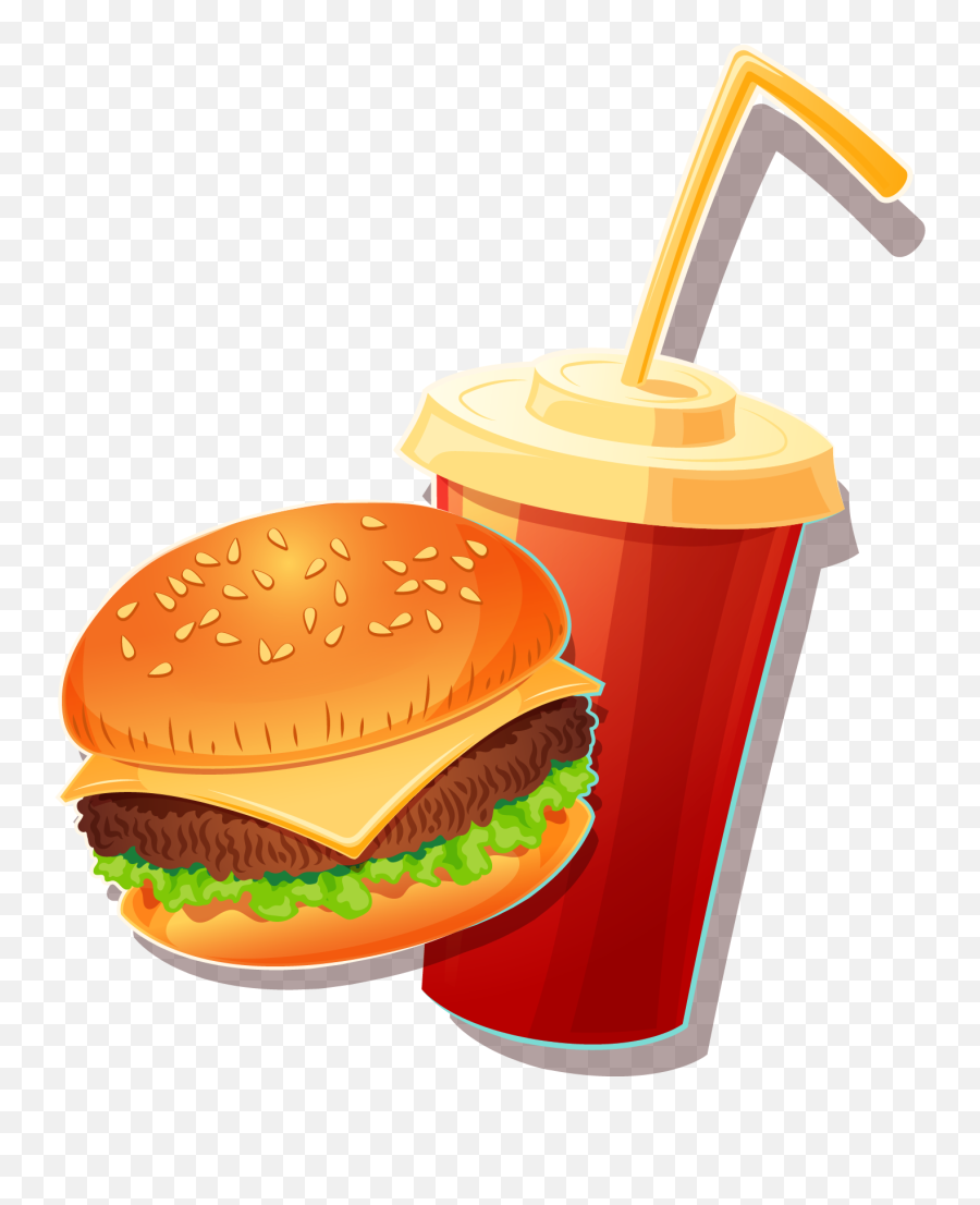 Download Hd Fast Food Veggie Burger Junk Vector Handpainted - Junk Food Vector Png,Junk Png