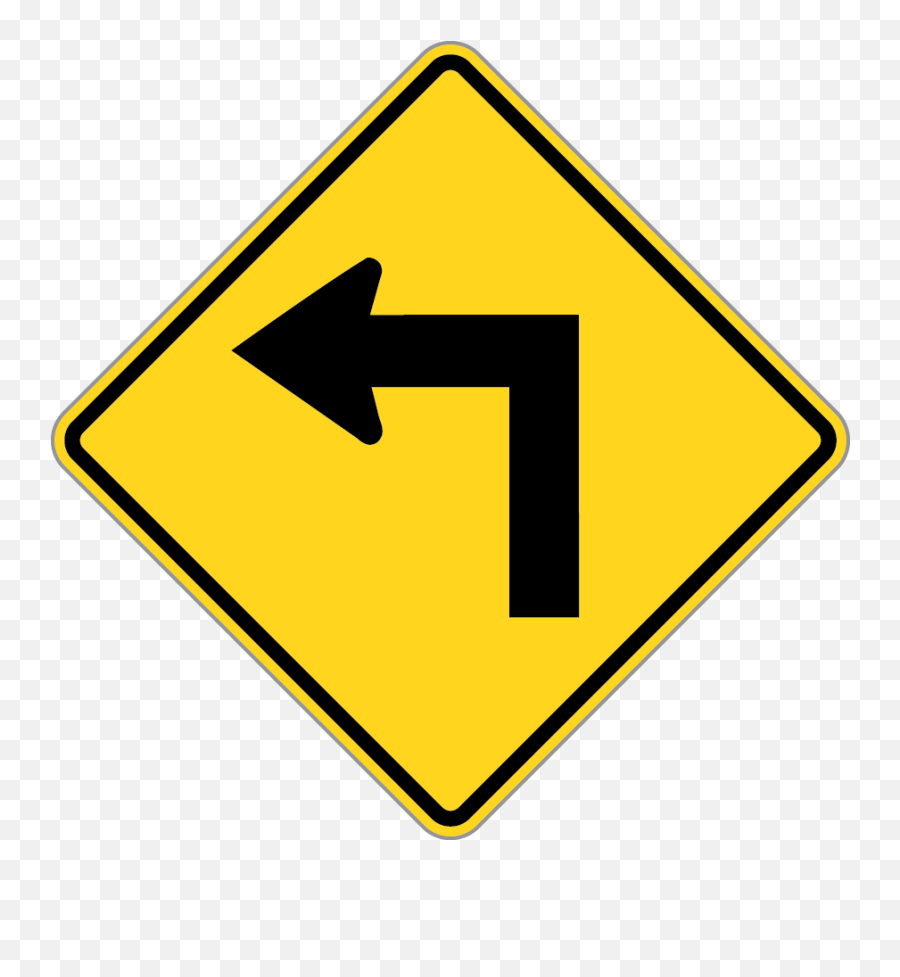 Single Left Sharp Turn - Road Left Turn Sign Png,Traffic Sign Png