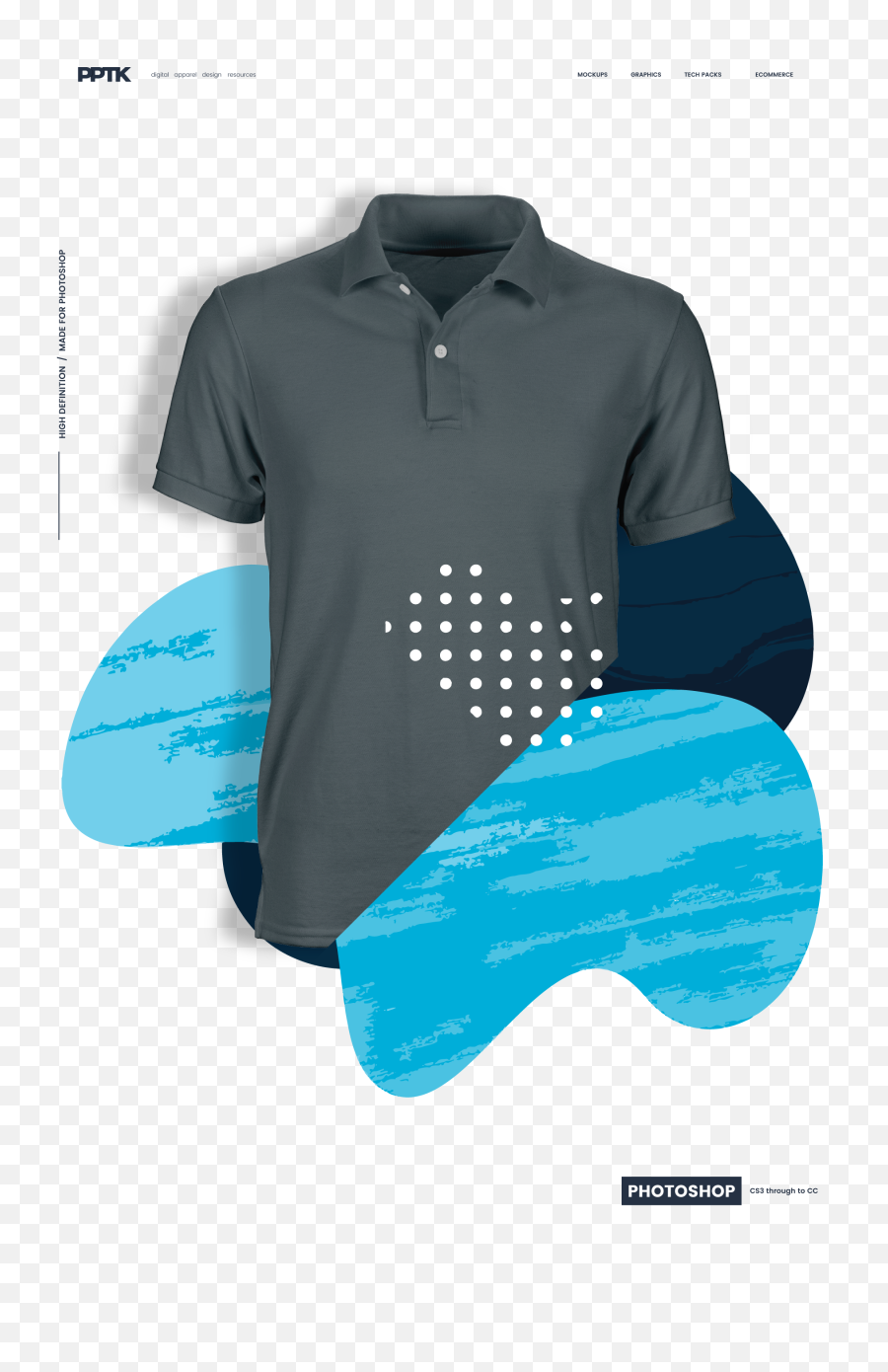 Blue - Polo T Shirt Psd Mockup Free Png,Shirt Template Png