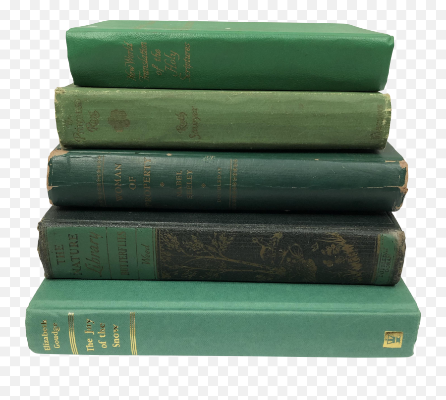 Vintage Green Book Stack - Set Of 5 Png,Book Stack Png