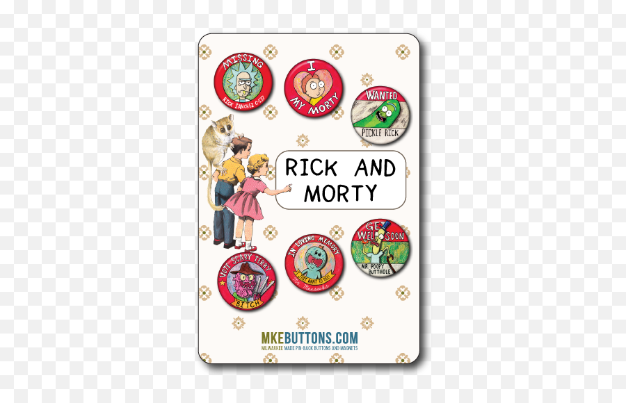 Rick And Morty - Sixpack 1 Small Buttons U2014 Custom Buttons Milwaukee Mke Buttons Cartoon Png,Morty Png