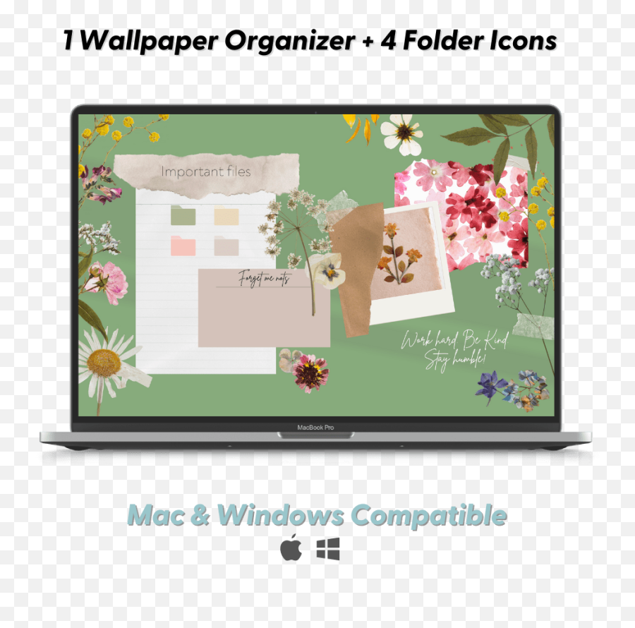 Pressed Flowers Wallpaper Organizer Folders Kit - Aesthetic101 Png,Girl ...