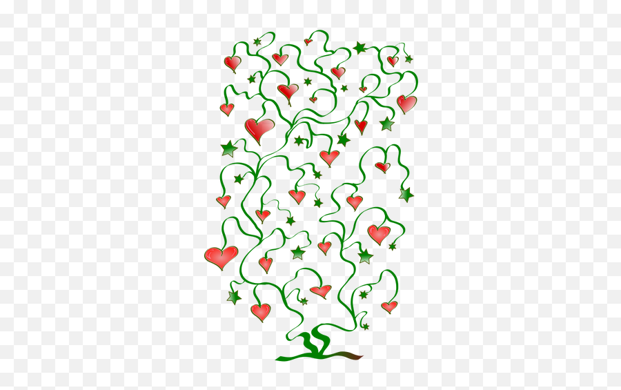 Tree Of Hearts With Leaves Stars Vector Graphics Free Svg - Gambar Vector Hati Tanaman Png,Stars Vector Png