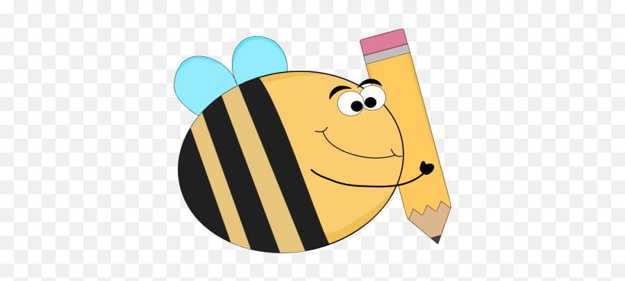 Download Funny Bee With A Big Pencil - Bees Going To School Bee With Pencil Clipart Png,Cute Bee Png