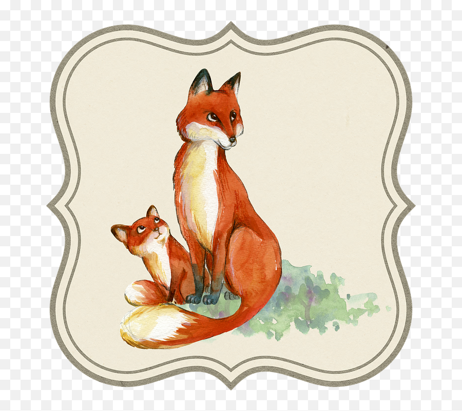 Jackal Animal Baby - Drawing Fox With Baby Png,Jackal Png