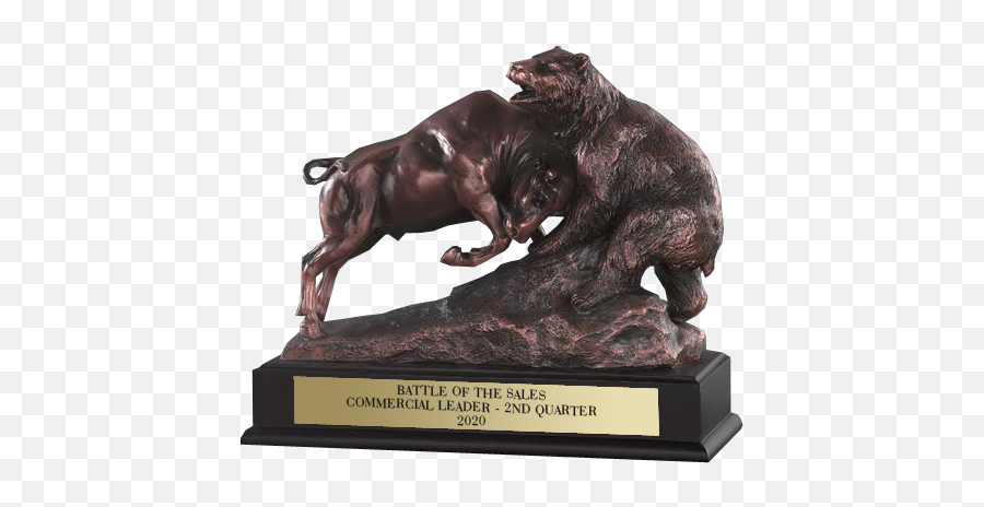 Bull Vs Bear Statue Trophy - Bull And Bear Fighting Statue Png,Bull Bear Icon