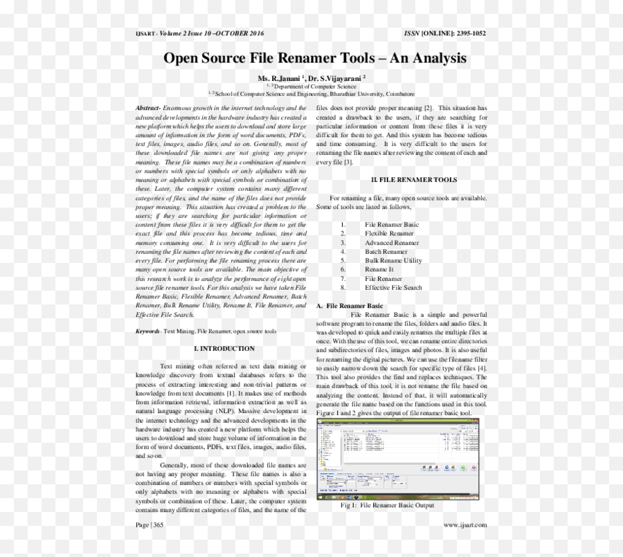 Pdf Open Source File Renamer Tools U2013 An Analysis Ijsart - Document Png,Renumber Utility Icon Png