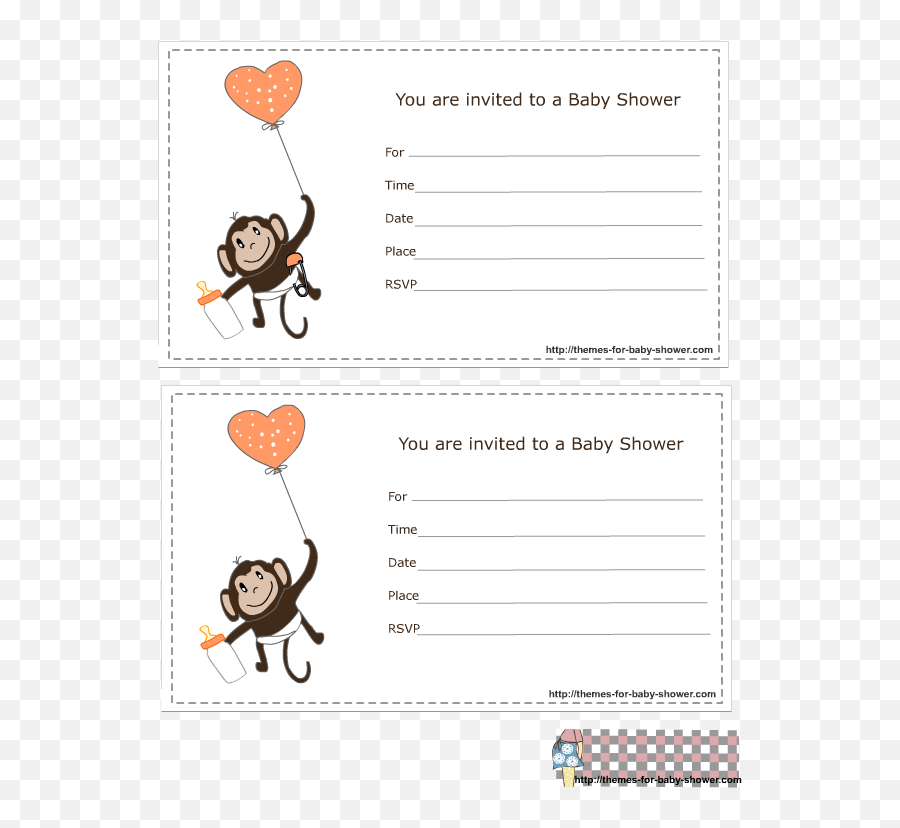 Cute Monkey Png - Boy Free Template For Blank Baby Shower Free Printable Baby Shower Shower Invitations,Cute Monkey Png