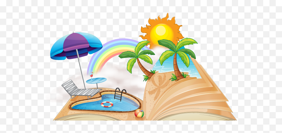 Download Beach Clipart Read - Summer Vacation Homework Cover Front Page Holiday Homework Png,Beach Clipart Transparent Background