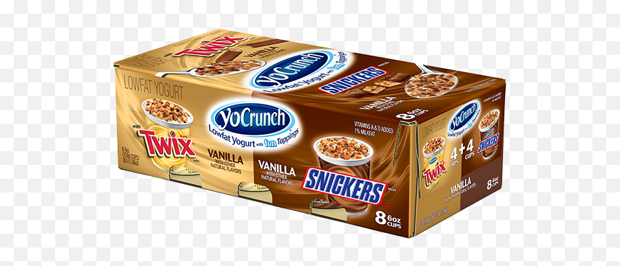 Vanilla Lowfat Yogurt With Snickers Pieces - Yocrunch Twix Png,Snickers Png