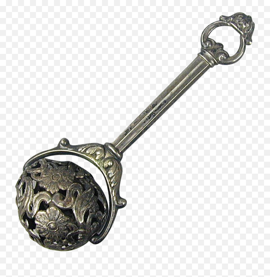 Old Victorian Silver Baby Rattle - Filigree Unusual Colonial Baby Rattle Png,Rattle Png