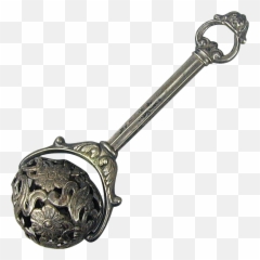 Old Victorian Silver Baby Rattle - Filigree Unusual Colonial png